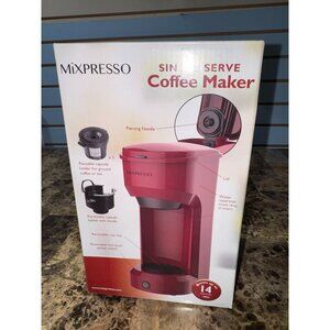 Mixpresso Single Serve Coffee Maker Red 14oz Water Reservoir Reusable Capsule Ho
